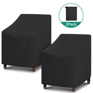Adiqo Patio Swivel Lounge Chair Covers Waterproof, 2 Pack Outdoor Rocking Chair Covers for Patio Lawn Garden Wicker Furniture, 34"W x 37"D x 36"H, Black