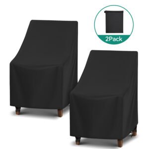 Adiqo Waterproof Outdoor High Back Chair Covers, Outdoor Furniture Covers, Adirondack Chair Covers, Patio Rocking Swivel Chair Covers 2 Pack, 27"W x 30"D x 42"H, Black