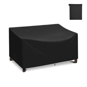 Adiqo Patio Loveseat Cover Waterproof, Outdoor Lawn Bench Cover, Outdoor Couch Cover Sofa Cover for 2-Seater for Outdoor Furnitures, 60"W x 34"D x 30"H, Black