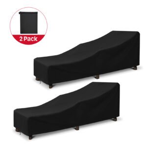 ADIQO 70' x 30' x 26 x Black Patio Chaise Lounge Cover, Waterproof 2 Count