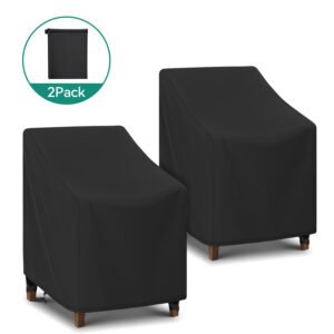 Adiqo Patio Swivel Lounge Chair Covers Waterproof, 2 Pack Outdoor Rocking Chair Covers set for Patio Lawn Garden Wicker Furniture, 29"W x 30"D x 36"H, Black
