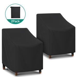 Adiqo Patio Swivel Lounge Chair Covers Waterproof, 2 Pack Outdoor Rocking Chair Covers for Patio Lawn Garden Wicker Furniture, 34"W x 37"D x 36"H, Black
