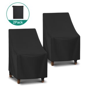 Adiqo Waterproof Outdoor High Back Chair Covers, Outdoor Furniture Covers, Adirondack Chair Covers, Patio Rocking Swivel Chair Covers 2 Pack, 27"W x 30"D x 42"H, Black