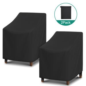 Adiqo Patio Swivel Lounge Chair Covers Waterproof, 2 Pack Outdoor Rocking Chair Covers set for Patio Lawn Garden Wicker Furniture, 29"W x 30"D x 36"H, Black