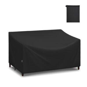 Adiqo Patio Loveseat Cover Waterproof, Outdoor Lawn Bench Cover, Outdoor Couch Cover Sofa Cover for 2-Seater for Outdoor Furnitures, 60"W x 34"D x 30"H, Black