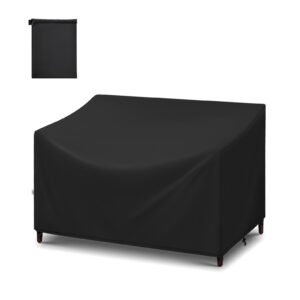 Adiqo Outdoor Sofa Cover, Waterproof Outdoor Loveseat Cover, Patio Bench Cover for 2-Seater for Patio Furnitures, 54"W x 37"D x 35"H, Black