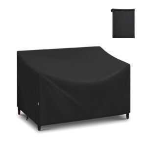 Adiqo Outdoor Sofa Cover, Waterproof Outdoor Loveseat Cover, Patio Bench Cover for 2-Seater for Patio Furnitures, 54"W x 37"D x 35"H, Black