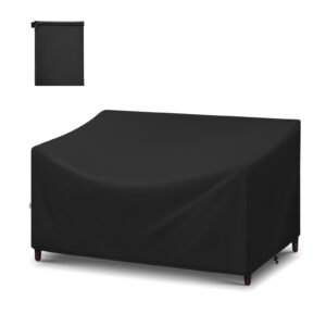 Adiqo Patio Loveseat Cover Waterproof, Outdoor Lawn Bench Cover, Outdoor Couch Cover Sofa Cover for 2-Seater for Outdoor Furnitures, 60"W x 34"D x 30"H, Black