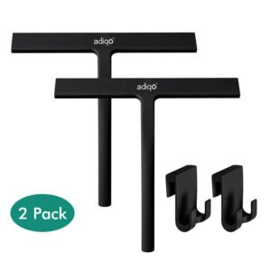 Adiqo 9" Silicone Shower Squeegee for Bathroom, Shower Doors, Mirrors - 100% Streak Free, Matte Black, 2 Pack