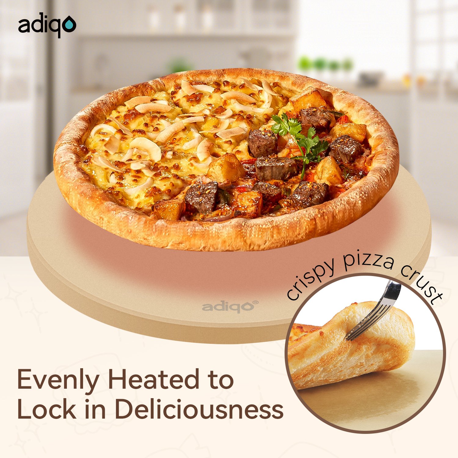 ADIQO 15" Round Food Grade Cordierite Pizza Stone - 图片 5