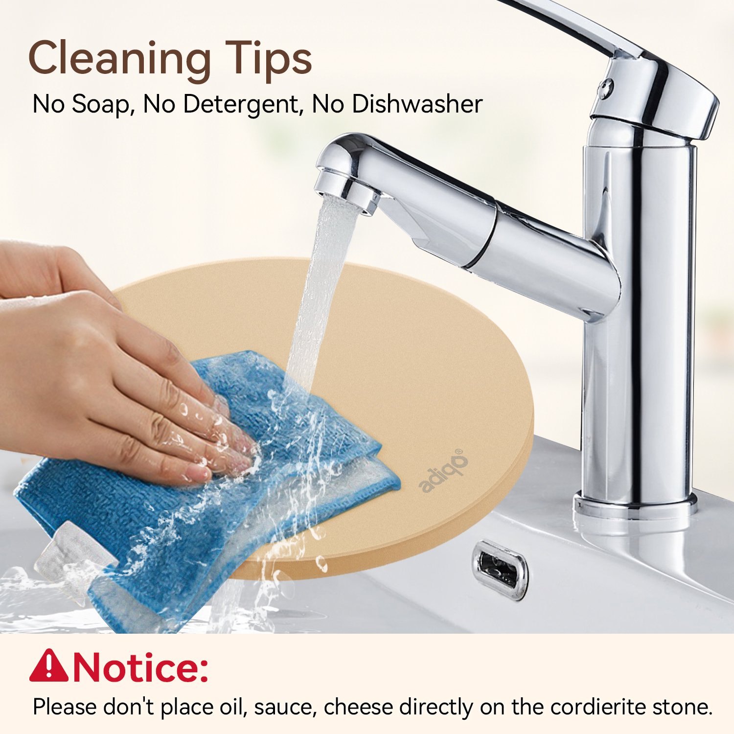 ADIQO 15" Round Food Grade Cordierite Pizza Stone - 图片 7