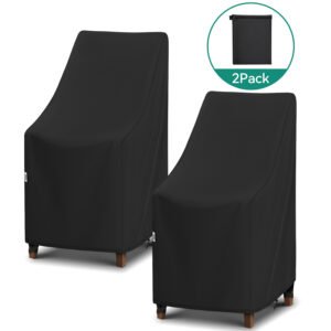 Adiqo High Back Patio Chair Covers, Stackable Outdoor Chair Covers, 27"W x 27"Dx 49"H, 2 Pack with Storage Bag