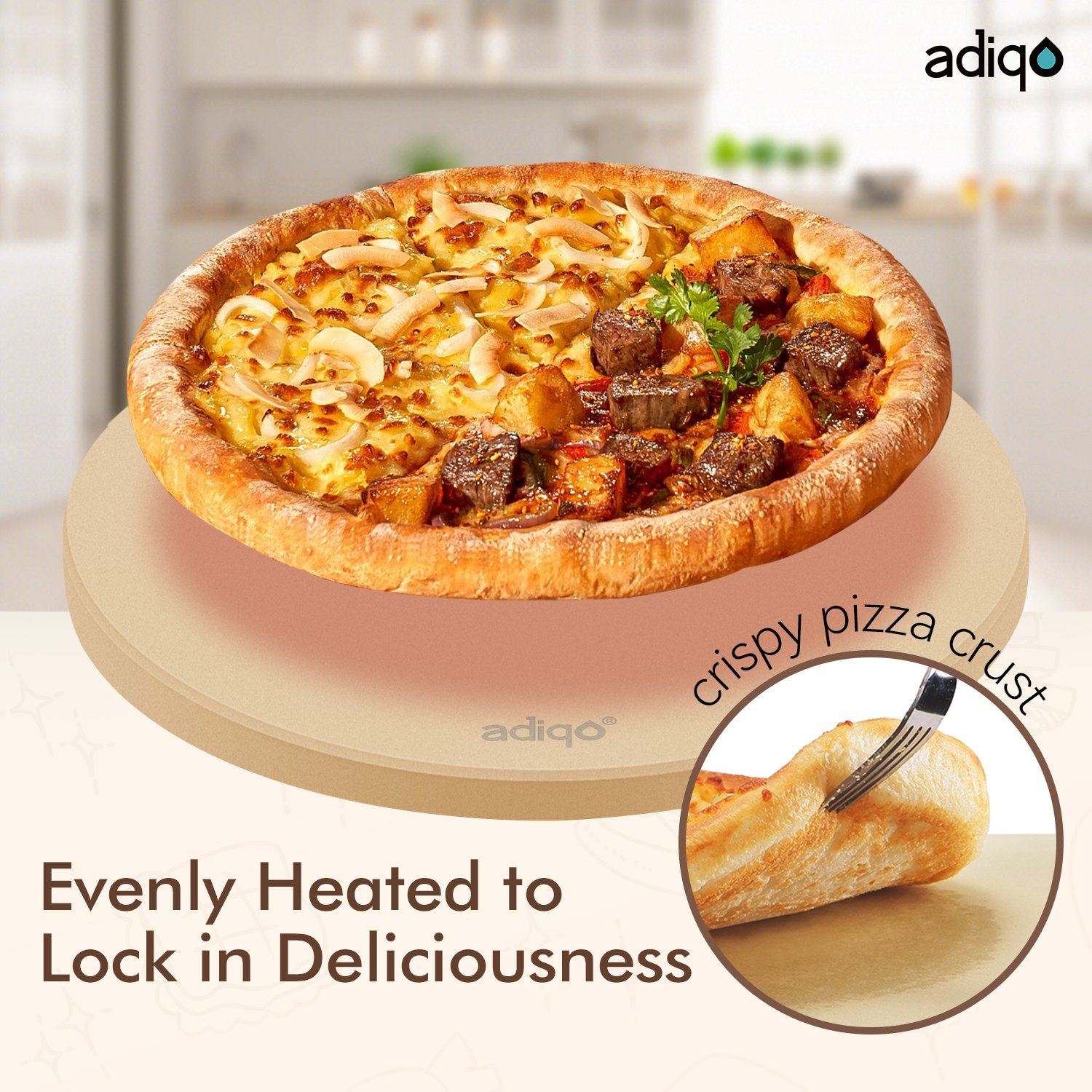 ADIQO 15" Round Food Grade Cordierite Pizza Stone - 图片 5