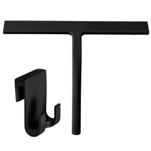 Adiqo 11 Inch Silicone Shower Squeegee for Bathroom, Shower Doors, Mirrors - 100% Streak Free, Matte Black