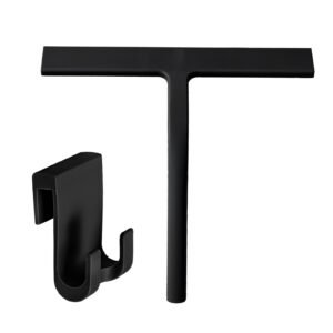 Adiqo 9" Silicone Shower Squeegee for Bathroom, Shower Doors, Mirrors - 100% Streak Free, Matte Black