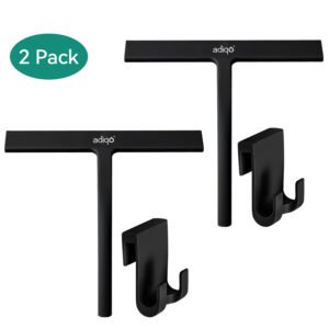 Adiqo 10" Silicone Squeegee 2 Pack, Streak-Free for Shower Doors, Mirrors, Windows & Car Glass, All-Purpose Bathroom Cleaner, Matte Black